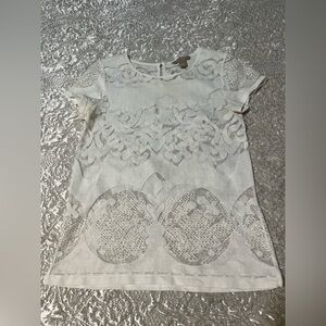 Banana Republic White Lace Inset Short Sleeve Top - size 2